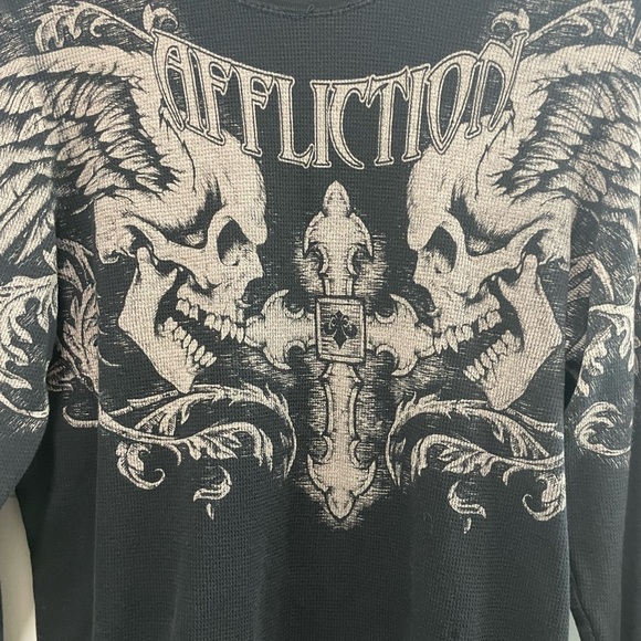 Affliction Men's Winged Up Long Sleeve Thermal large - Picture 4 of 12